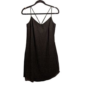 14 • Bisou Bisou • Black Textured Spaghetti Strap Sheath Dress